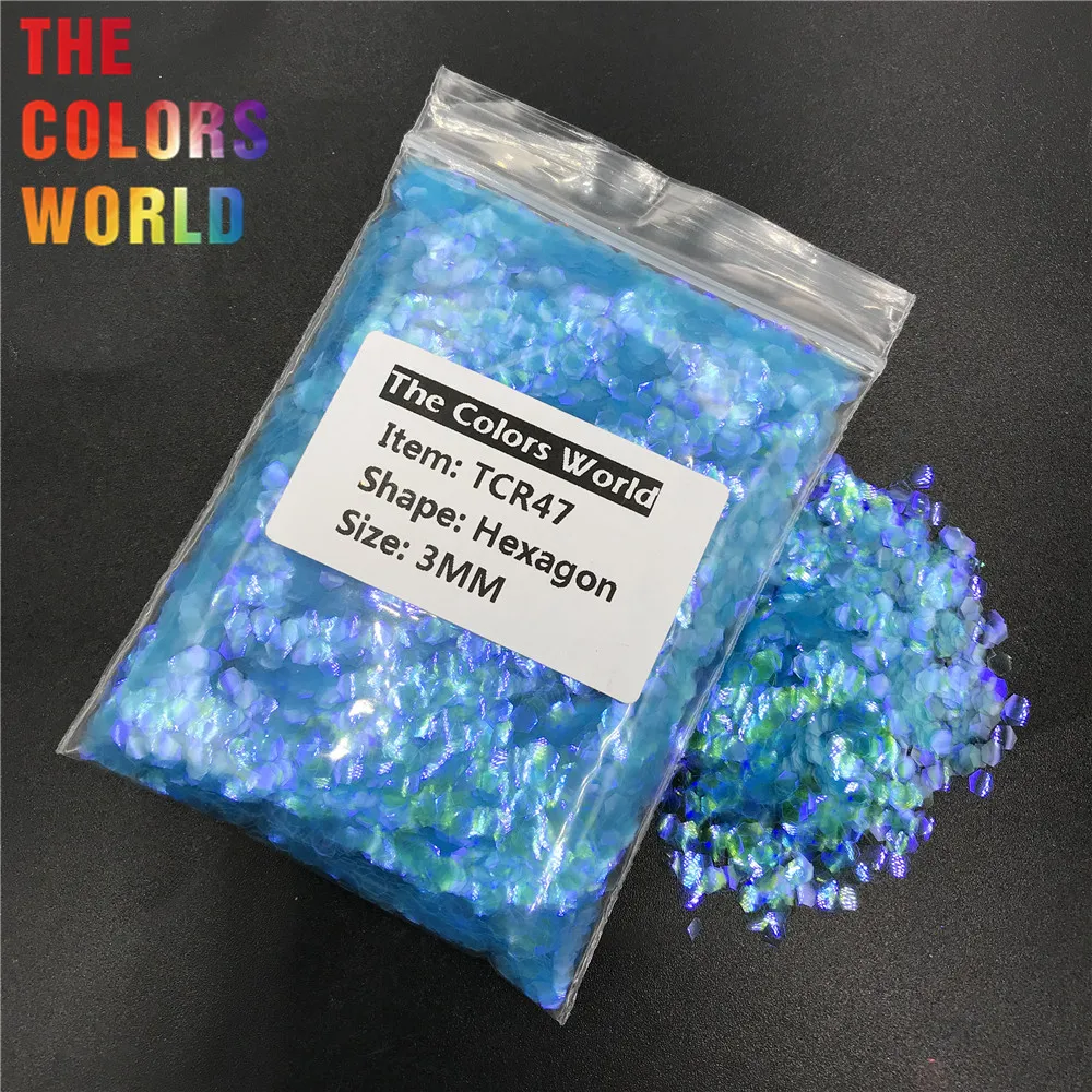 TCR47 переливчатая Радуга Dreamy синий цвет шестиугольная форма блеск для ногтей