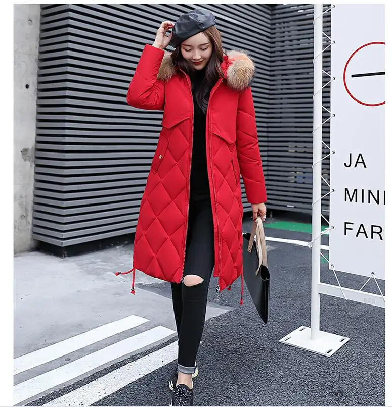 Manteau d'hiver femmes grand col en fourrure A capuche coton remburrte femmes longues vestes grand e Tail manteaux femme p