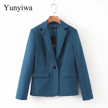 

New Women Elegant Candy Colors Solid Casual Slim Basic Blazer Office Lady Single Button Chic Outwear Suit Business Coats