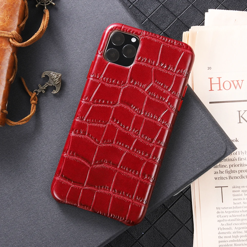 Чехол для iPhone 11 Pro Max из натуральной кожи с натуральным лицевым покрытием из натуральной воловьей кожи полуночно-зеленого цвета для iPhone11 из крокодиловой кожи