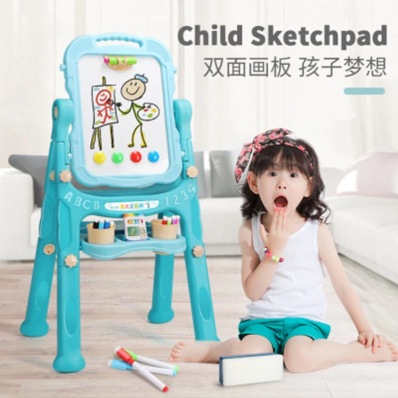 1Set Children's educational toys 46x26x75cm child sketchpad Baby writing Graffiti Whiteboard Erasable easel 360 degree flip | Игрушки и