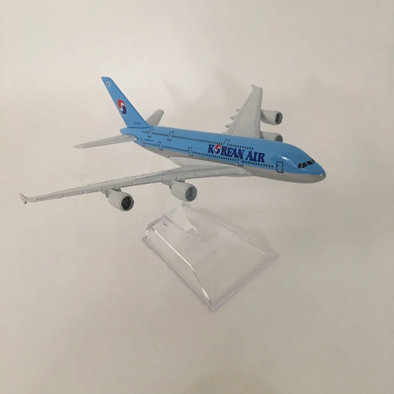 16cm Alloy Metal Airplane Model Korean Air A380 Airlines Aircraft Airbus 380 Airways Plane Model W Stand Gift free shipping 3