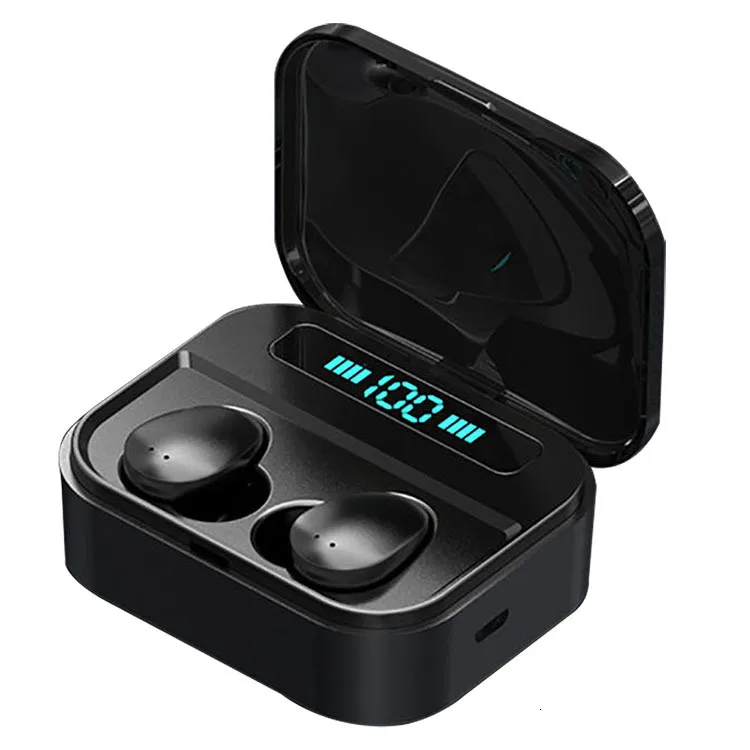 TWS беспроводные наушники, Bluetooth наушники, водонепроницаемая гарнитура с 2200 мАч, Дополнительный внешний аккумулятор с микрофоном, наушник для IPhone, Xiaomi, huawei - Цвет: black