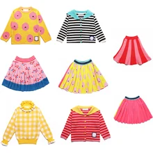 Зимние вязаные свитера для девочек с вышивкой вишни плиссированные юбки детский пуловер ручной работы кардиган одежда для маленьких мальчиков