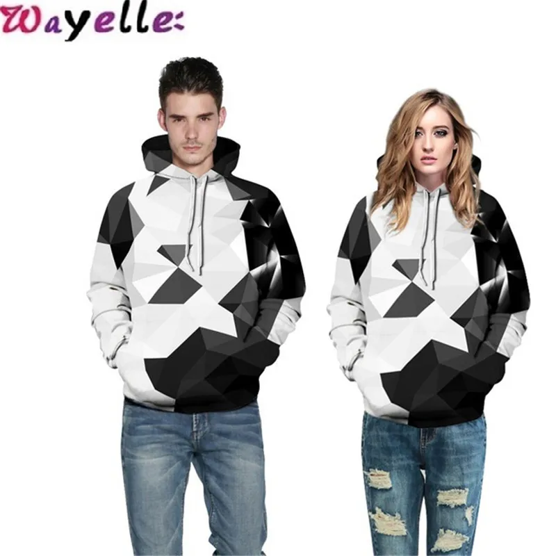 

Sweatshirt 3D Digital Printing Lovers Hooded Street Influx People Loose Sports Prismatic Uniform Warm Visual Impact Size XL