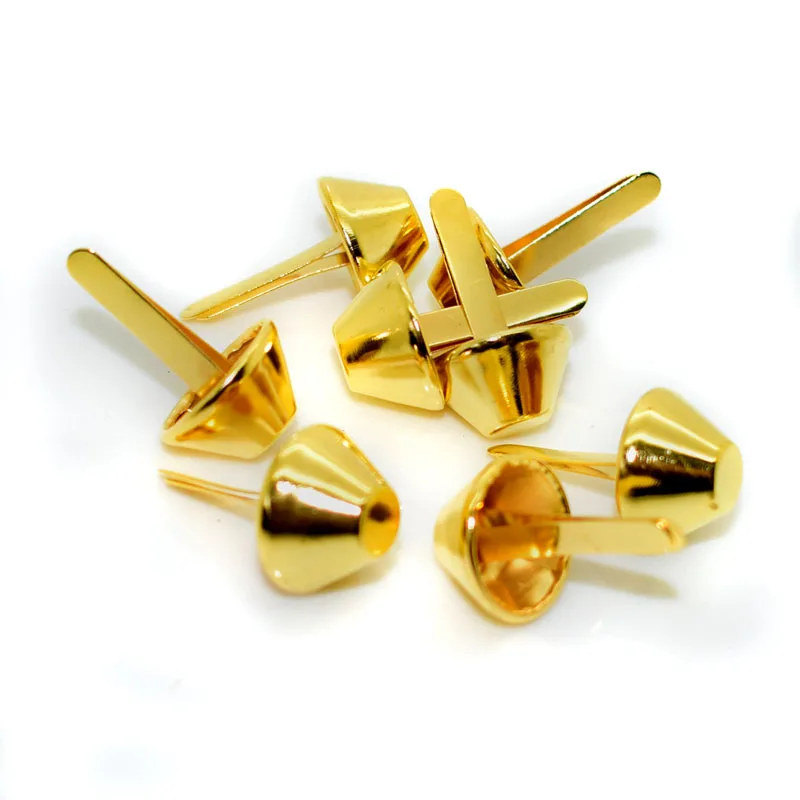 gold plated 50 шт. 15 мм Бронзовый Серебристый позолоченный металл Ремесла ножки для сумочки заклепки Шпильки для Сумочки Сумочка рокерские заклепки Сумка Кожа DIY - Цвет: gold plated