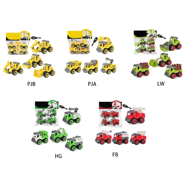40JC Firefighting Sanitation Farmer Construction Toys Take Apart Car Toys DIY Engineering Construction Toy 3