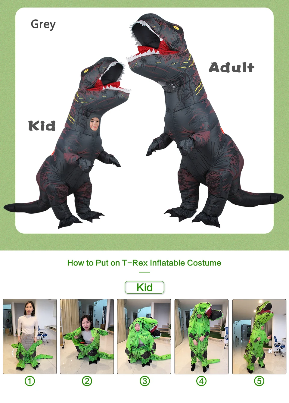 KOOY надувной костюм динозавра T REX костюмы наездника Пурима Карнавальный костюм для вечеринки косплей костюм на Хэллоуин для мужчин женщин детей