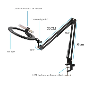 

Photography Phone Clip Bracket Suspension Arm Stand Clip Holder Kits Double Spring Structure Ring Light Kit for Live Show