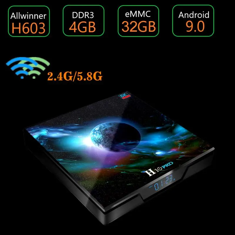 TV Box H10 Pro H603 Quad-core Android 9.0 Smart Bluetooth Set Top Box 32GB Double Wifi 6K H.265 Media Player