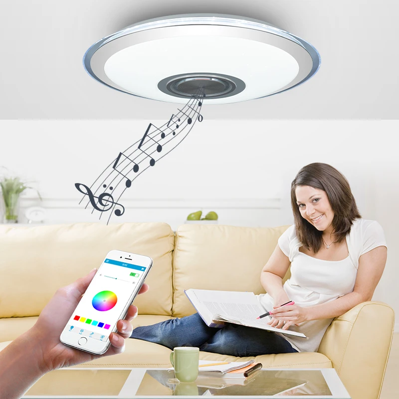 bluetooth Speaker LED Music Starry Sky Ceiling Lamp Remote Control RGB Light 72W 