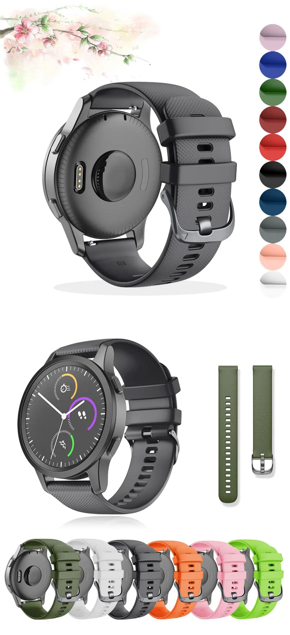 Soft Silicagel Sport Watch Band Strap For Garmin Venu 2/Vivoactive 4 smart For Garmin Venu2 Bracelet Replacement Easyfit Correa