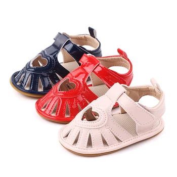 

2020 Princess Summer Baby Heart sandals girls Pu leather infant sandals soft sole anti-slip Toddlers baby hollow sandals