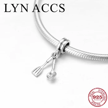 

925 Sterling Silver shovel and spoon Creative DIY fine Bracelet Pendant beads Fit Original LYNACCS Charm Bracelet Jewelry making