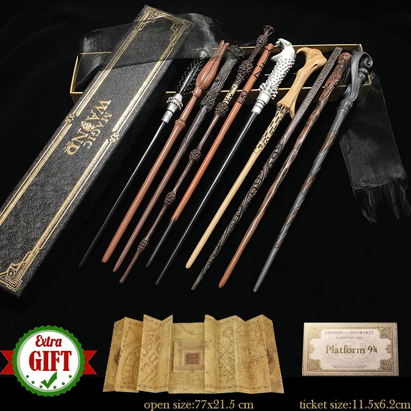 37 Kinds Metal Core Harris Pottere Magic Wand Young Dumbledore Bellatrix Harried Magical Wand Box Pack with Map and Ticket Gifts|Action & Toy Figures| - AliExpress