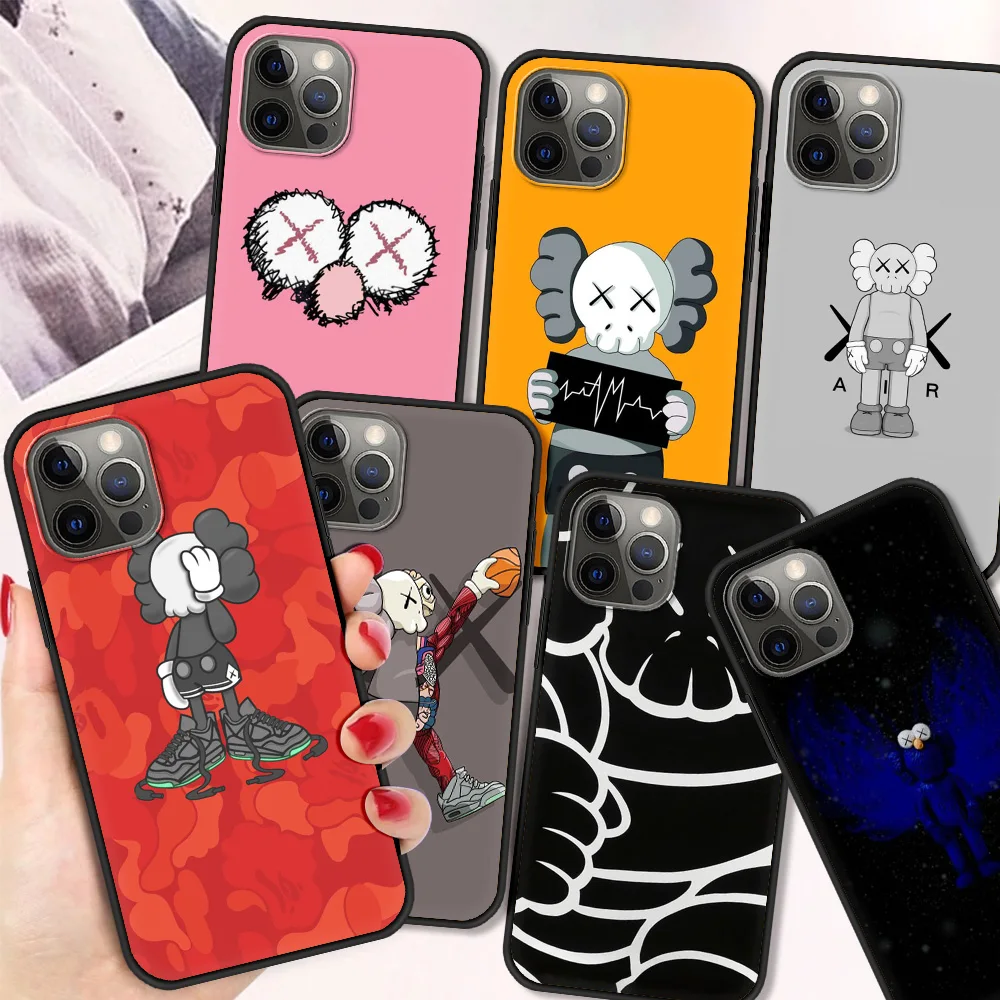 Противоударный чехол K-Kaw для iPhone 13 12 11 Pro Max 8 7 Plus черный мягкий X XS XR силиконовый |