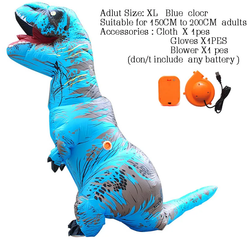 T-rex динозавр надувной костюм талисман костюм Deguisement Хэллоуин Pour Animaux Косплей динозавр - Цвет: Adult Size4