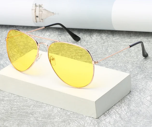 Очки для водителя, очки для авиационного ночного видения, очки для вождения с желтыми линзами, классические защитные очки для водителя с защитой от видения для мужчин - Название цвета: B