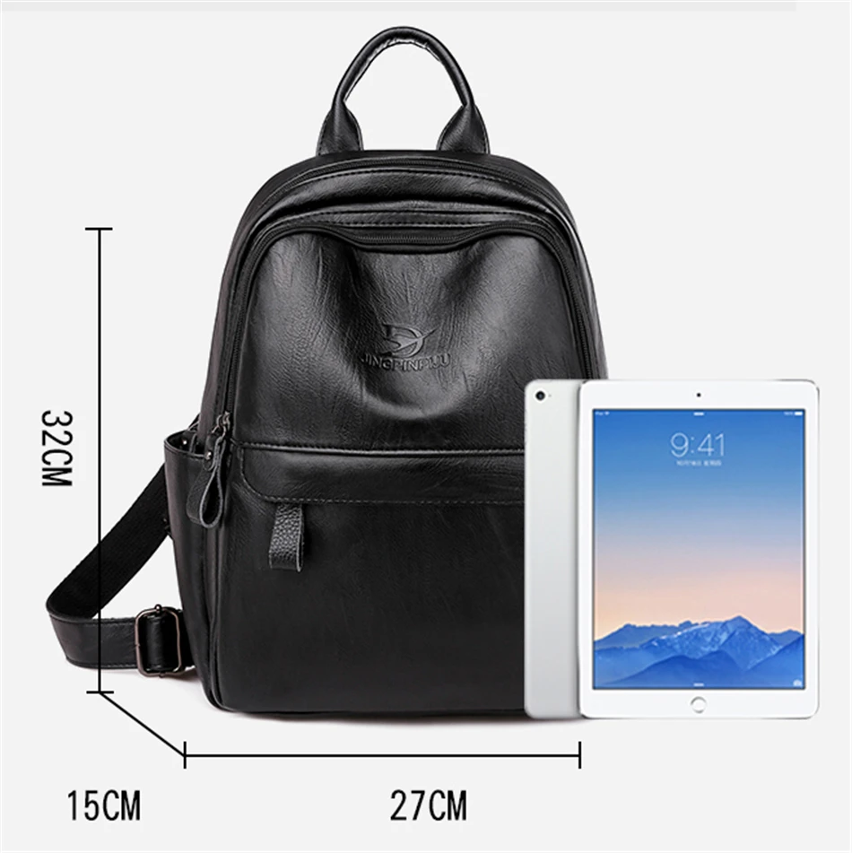 Luxury Soft Leather Women Backpacks Simple Solid School Bags for Teenage Girls High Quality Ladies Light Travel Backpack Mochila