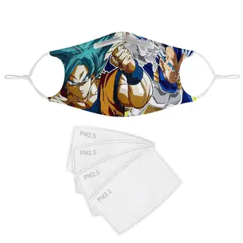

4Pcs PM2.5 Filtered Gas Mask Dragon Ball Sun Wukong Vegeta Dust Mask Fashionable Washable Reusable Mask Non-disposable