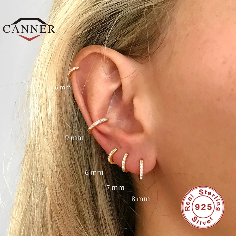CANNER 925 Sterling Silver Ear Cuff Ear Clip Earrings for Women Colorful Zircon Ear Buckle Earring Fake Piercing Earings Jewelry