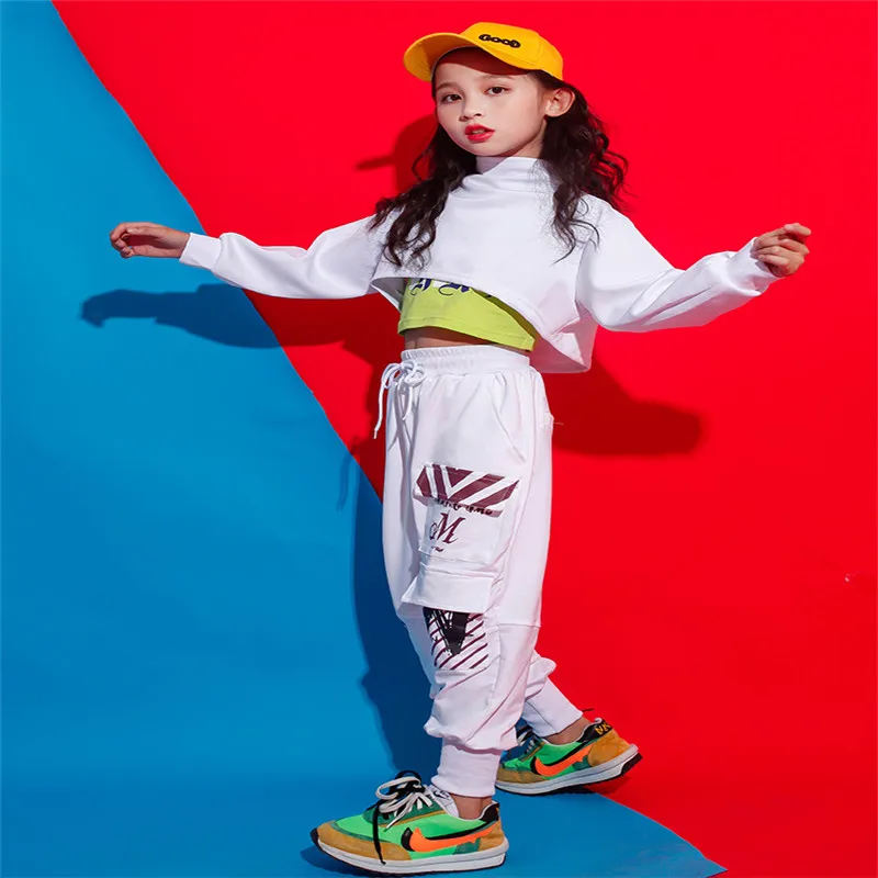 Новое поступление г., комплект из 3 предметов в стиле хип-хоп хлопковая одежда для девочек-подростков, Уличная Одежда для танцев укороченные топы и штаны, жилет джазовый уличная спортивная одежда