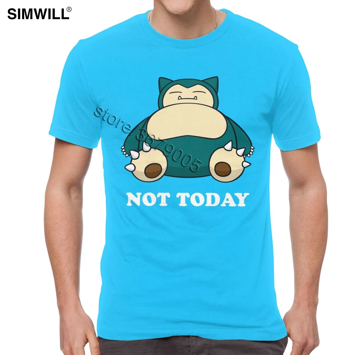 Модная футболка Snorlax Not Today, забавные летние футболки с покемонами, Мужская хлопковая футболка с коротким рукавом, уличная футболка с рисунком храпа - Цвет: Королевский синий
