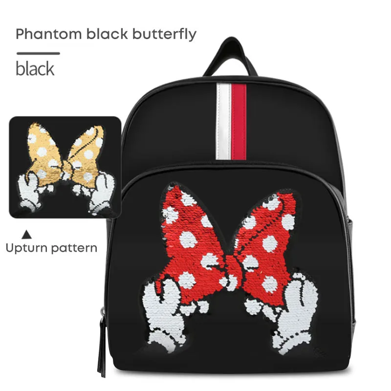 Bow Bag DISNEY блёстки Микки Минни пеленки сумка рюкзак портативный Мама сумка для ребенка Органайзер большой емкости подгузник мешок новое поступление - Цвет: Bow Bag