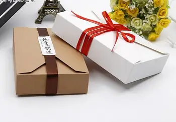 

20pcs Kraft Paper Box Simple Envelope Christmas Cookie Box West Point Cake Box White Card Baking Box