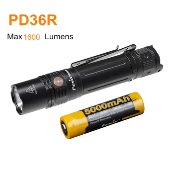 

FENIX PD36R USB Charging Flashlight max 1600 lumen beam throw 283 meter Dual switche with 21700 5000mAh Rechargeable Li Battery