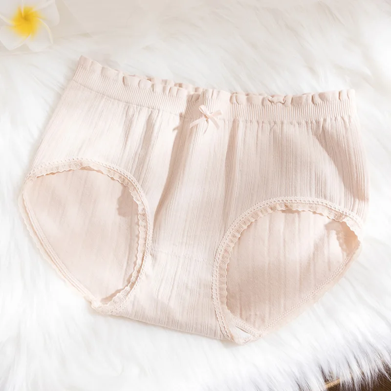 Bow Panties New Seamless Brief Women's Underwear Elastic Comfortable Color Bow Breathable Antibacterial Ruffles Panties Women