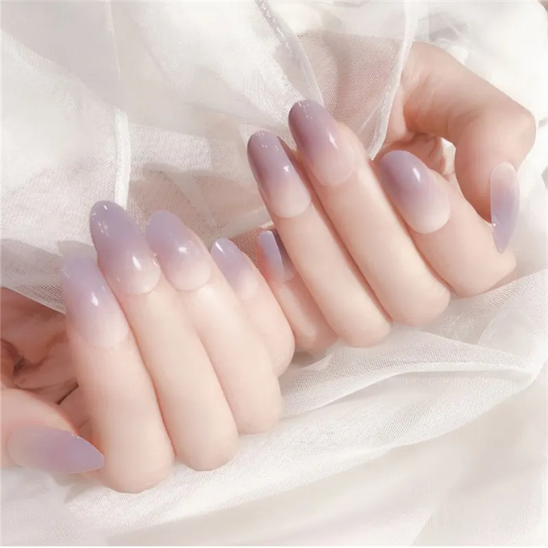 f133 Французский свадебный пресс на ногтях с дизайном Im пресс Омбре поддельные ногти с клеем Наклейки полное покрытие пластик красный невесты Kunstnagels - Цвет: f133