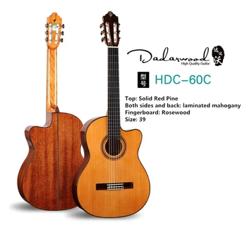 

Dadarwood HDC-60C solid red pine top, sides and back mahogany laminate, 39 inch cutaway classical guitar, acoustic guitar