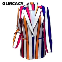 Женские полосатые блейзеры, осенние женские куртки с длинными рукавами, элегантная столешница, пуговицы, деловые костюмы, спортивные пальто, уличная одежда
