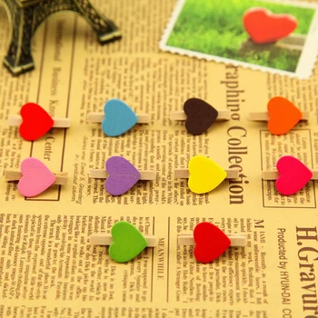 

10Pcs Mini Hearts Wooden Pegs Clips Photo Craft Wedding Party Decor Decoration H7EC