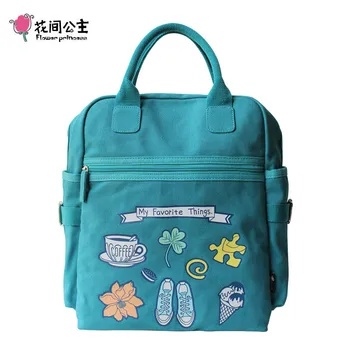 

Flower Princess Women Canvas Backpacks Teenage Girls School Bags Top-handle Shoulder Bag Travel Laptop Backpacks