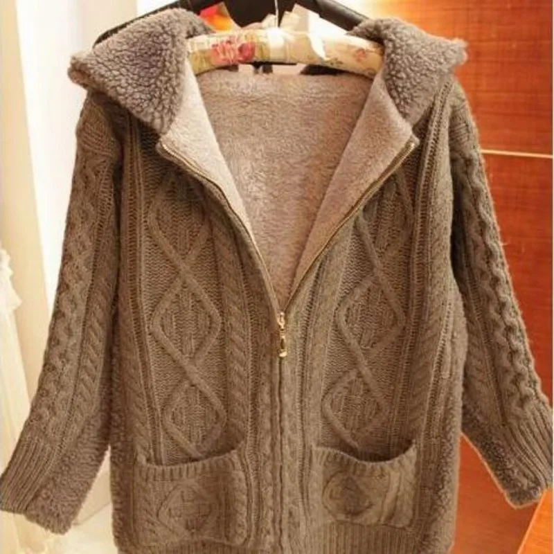 Winter Sweaters Womens Fleece Lining 