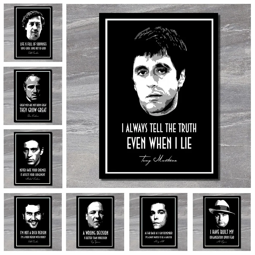 Godfather Pablo Escobar Gangster Movie Tony Montana Quote Posters Prints Canvas Painting Wall Picture Art Living Home Room Decor Painting Calligraphy Aliexpress