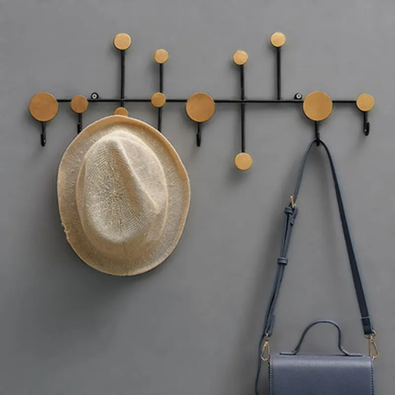 

Wall Mount Key Housekeeper Nordic Creative Wrought Iron Shelf Hooks Coat Handbag Hat Scarf Holder Home Decor Hanger
