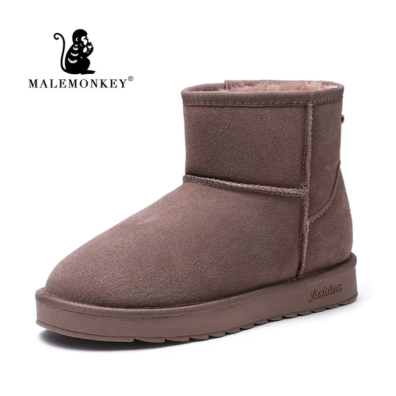 

Malemonkey 2019 Size35-40 Winter Classic Women's Boots Woman Snow Boots Slip-On Round Toe Thick Bottom