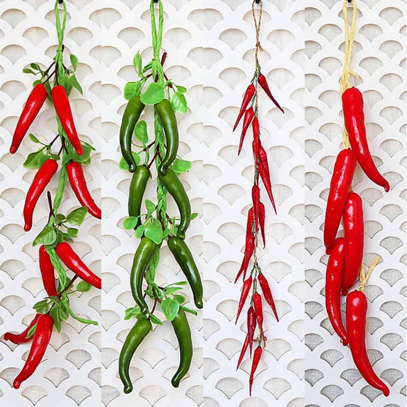 Artificial Fruit Vegetables Foam Fake Chili Pepper For Kitchen Garden Home Wall Decor