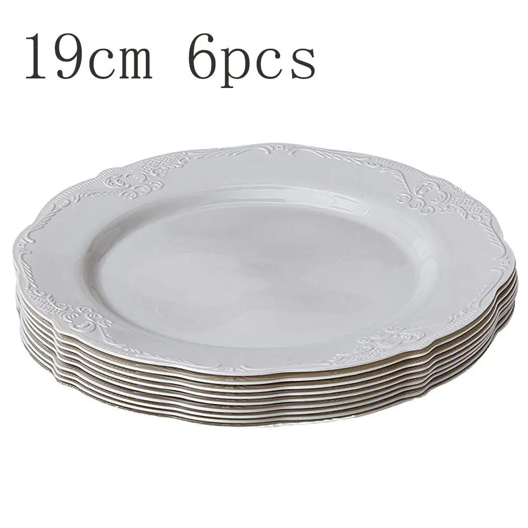 Круглые одноразовые тарелки вечерние Свадебные День рождения белые походные столовые приборы(6 шт