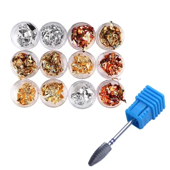 

1x New for Nail Art Manicure Pedicure Tools Carbide Drill Bits Rotary Burr Files, F0615P & 12Pcs Nail Art Foil Paper for UV GEL