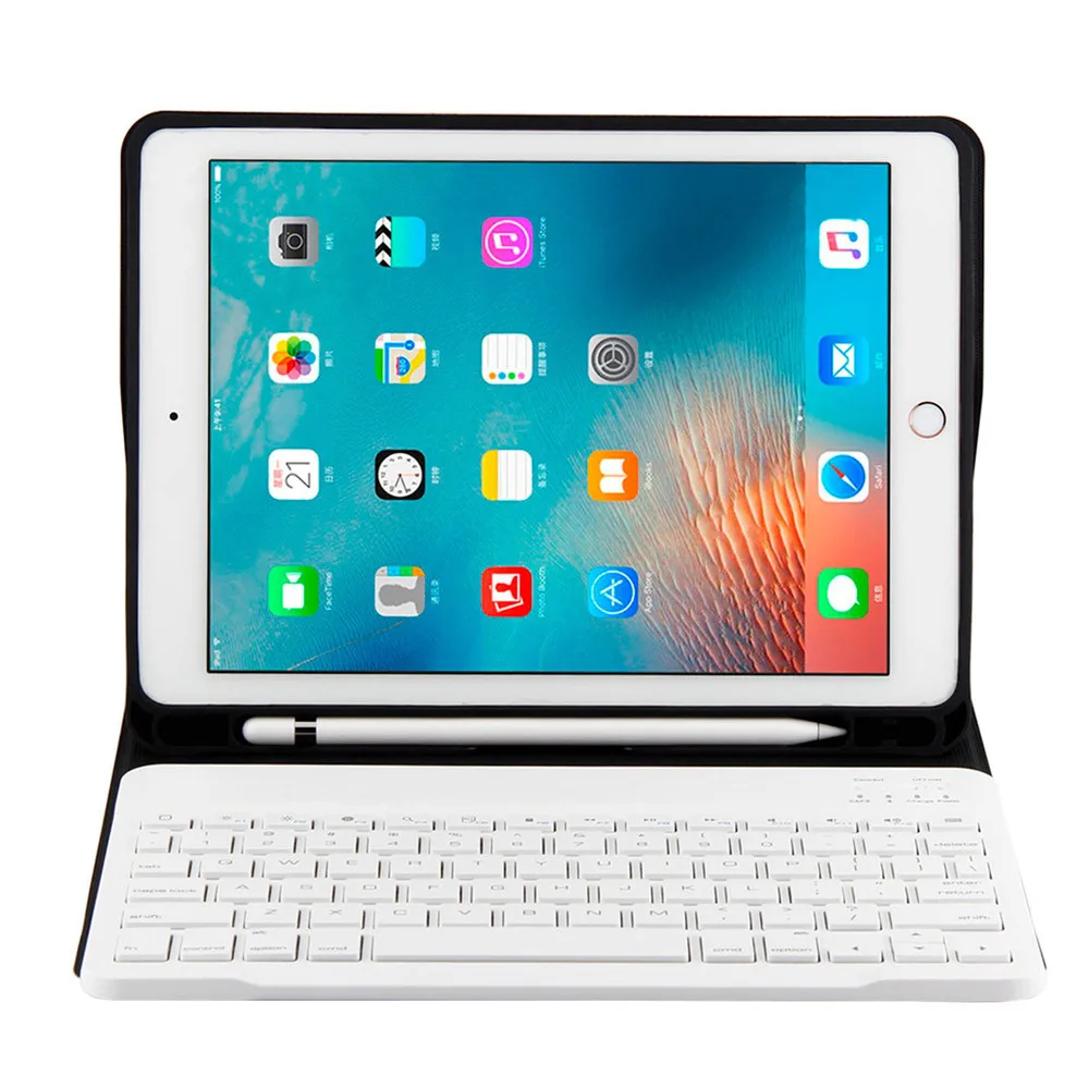 Кожаный чехол для iPad 10 2 2019 с Bluetooth клавиатурой держателем карандашей и встроенным