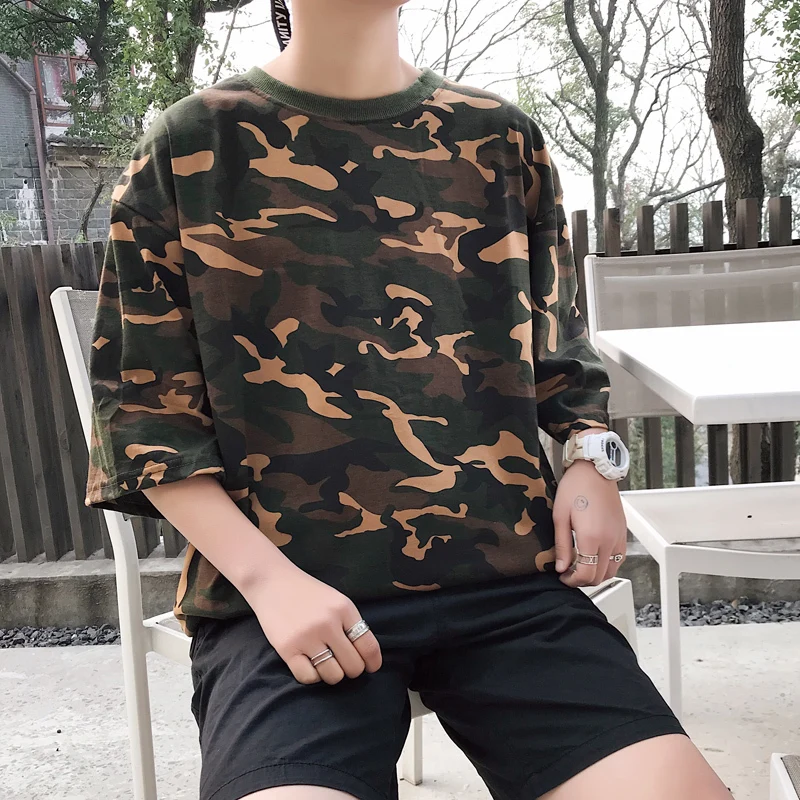 

Summer T Shirt Men's Fashion Military Style Casual Cotton O-neck Camo T-shirt Men Streetwear Wild Hip Hop Loose Tshirt Mens