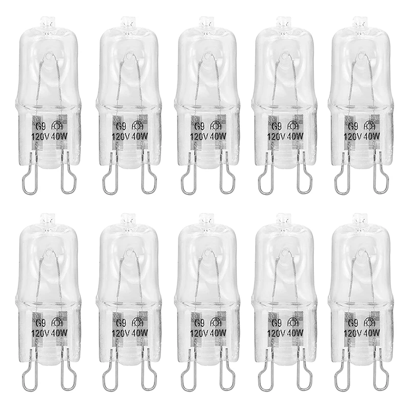 10 Pack Clear Lense Q40/G9/FR/120V G9 40W 120Volt T4 JD Type Halogen Light Bulb Photography Studio Bar Lounge Gallery | Лампы и