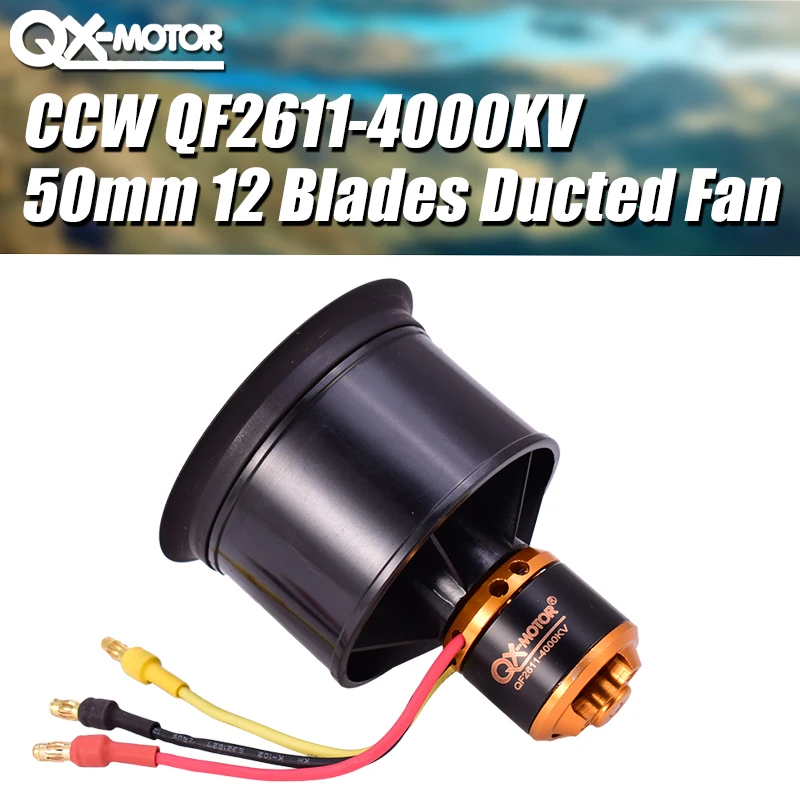 

QX-MOTOR QF2611 4000KV 3S 4S CCW Brushless Motor with 50mm 12 Blades Ducted Fan EDF for RC Fixed Wing