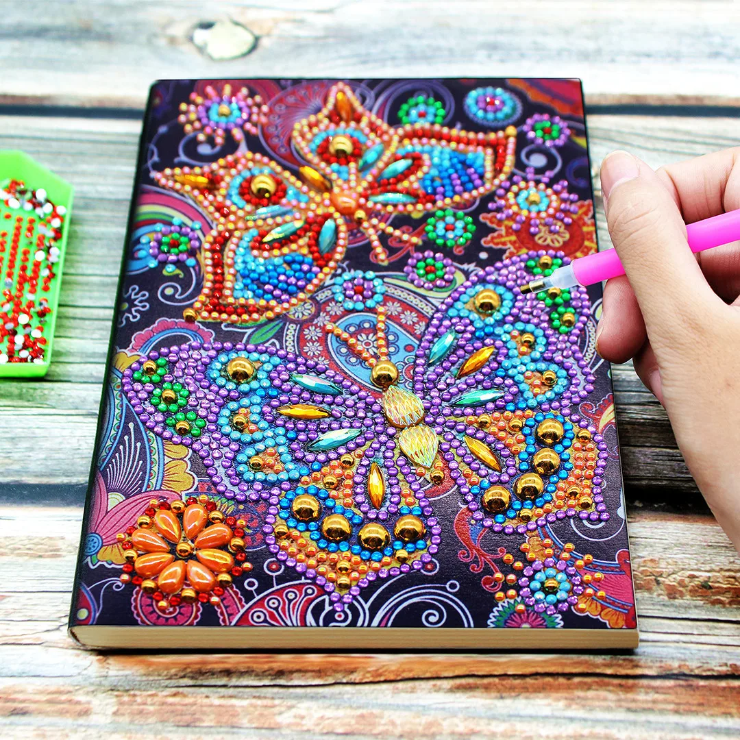Peacock Artscope DIY Special Shaped Diamond Painting Diary Book 5D Diamond Painting Cover Leather Notebook 100 Pages Thick Paper A5 Blank Sketchbook Journal Book 