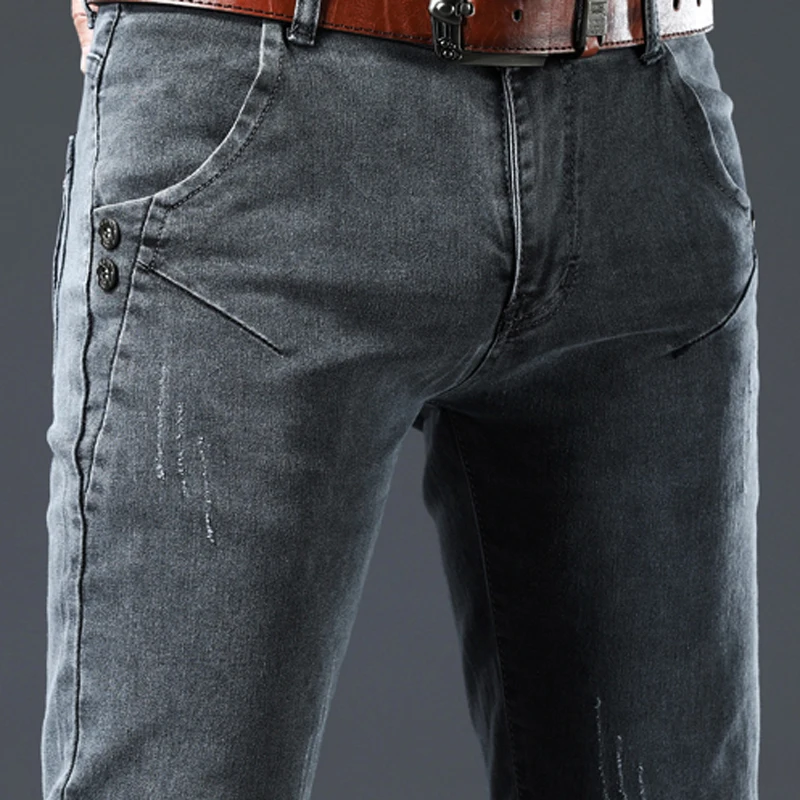 2024 New  Style Men Boutique Denim Jeans High Quality Fashion Casual Solid Pencil Pants Men's Leisure Trousers Size 27-36