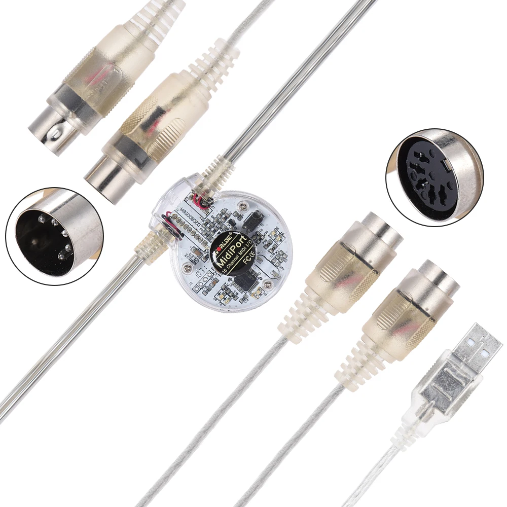

USB MIDI Interface Adapter Cable Cord Dual 5-Pin Male to Dual Female MIDI Plugs for Mac PC to Music Keyboard Connection
